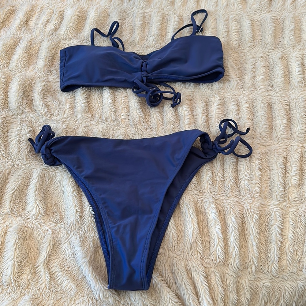 Navy blue high waisted swim suit- Size Medium